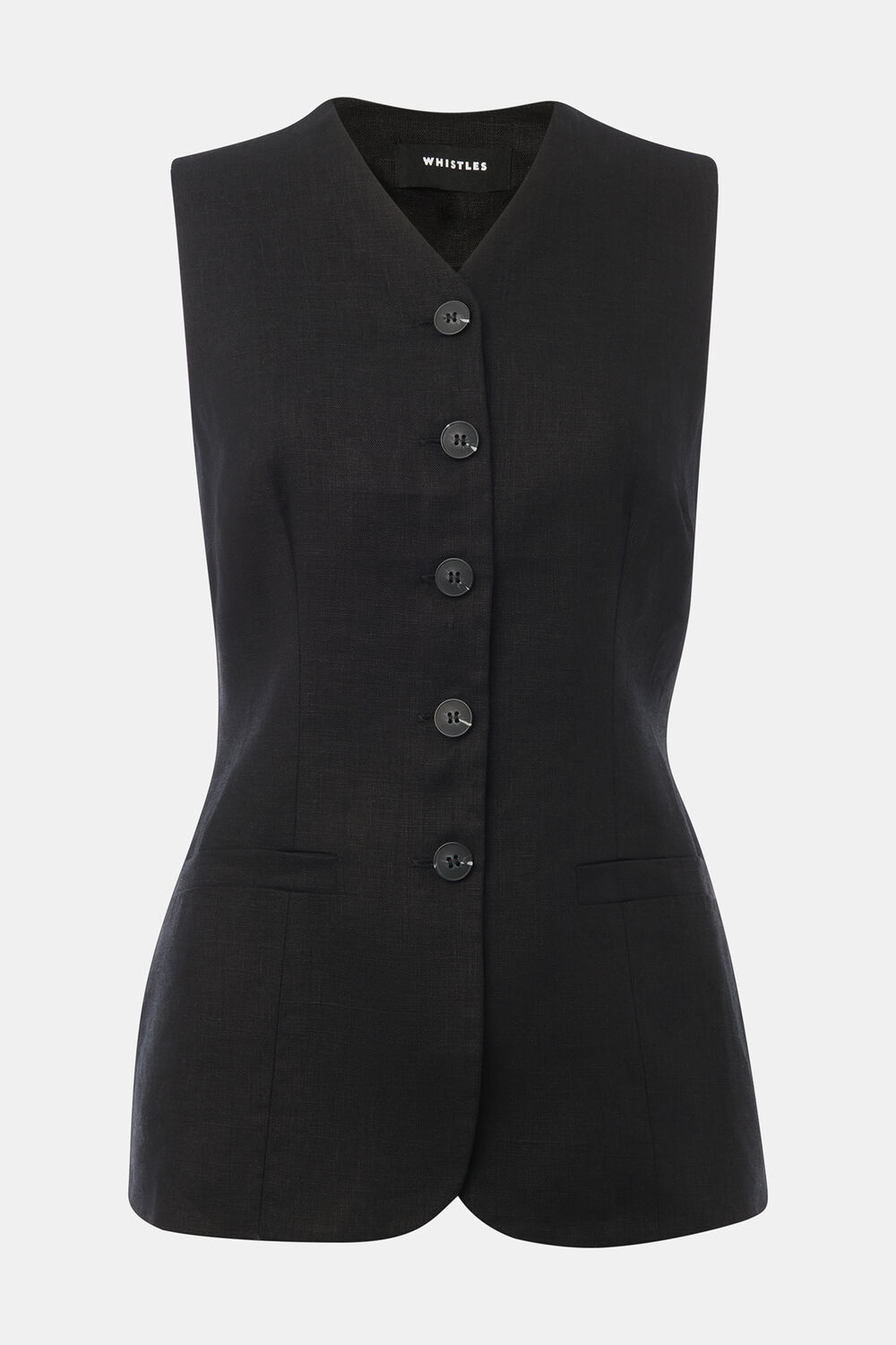 Black Petite Molly Linen Waistcoat