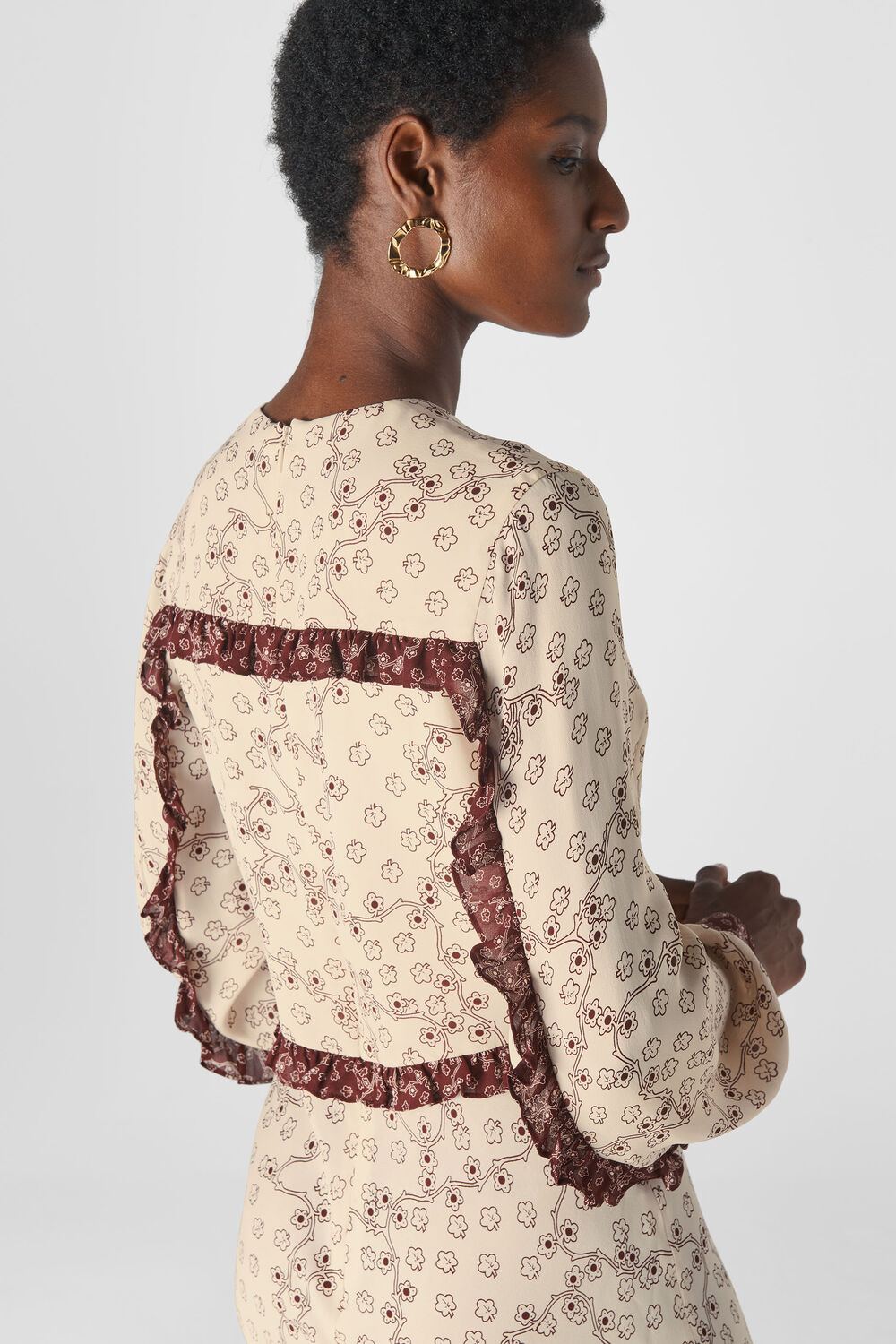 Floral Map Print Silk Dress Multicolour