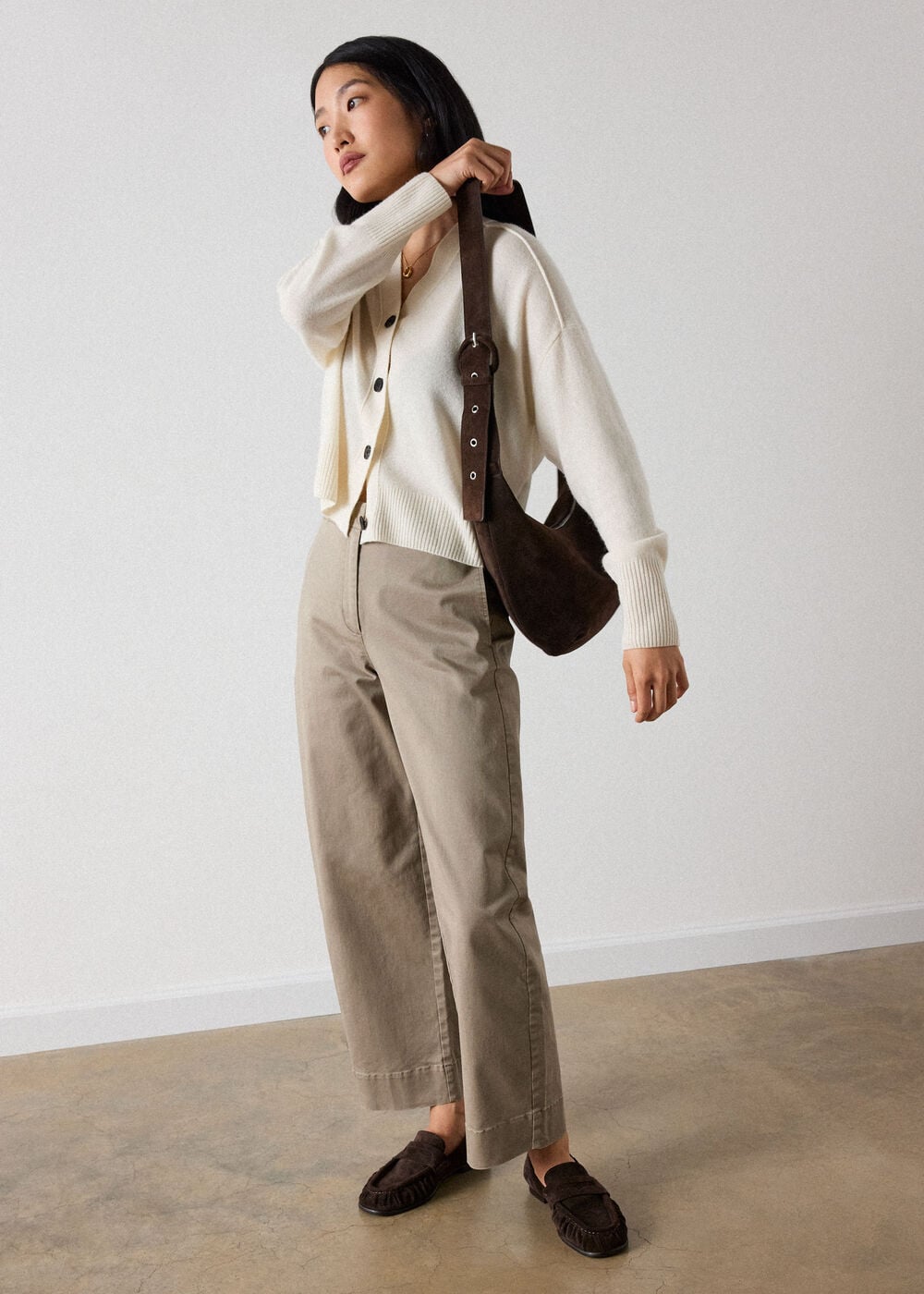 Ivory Cashmere Button Cardigan