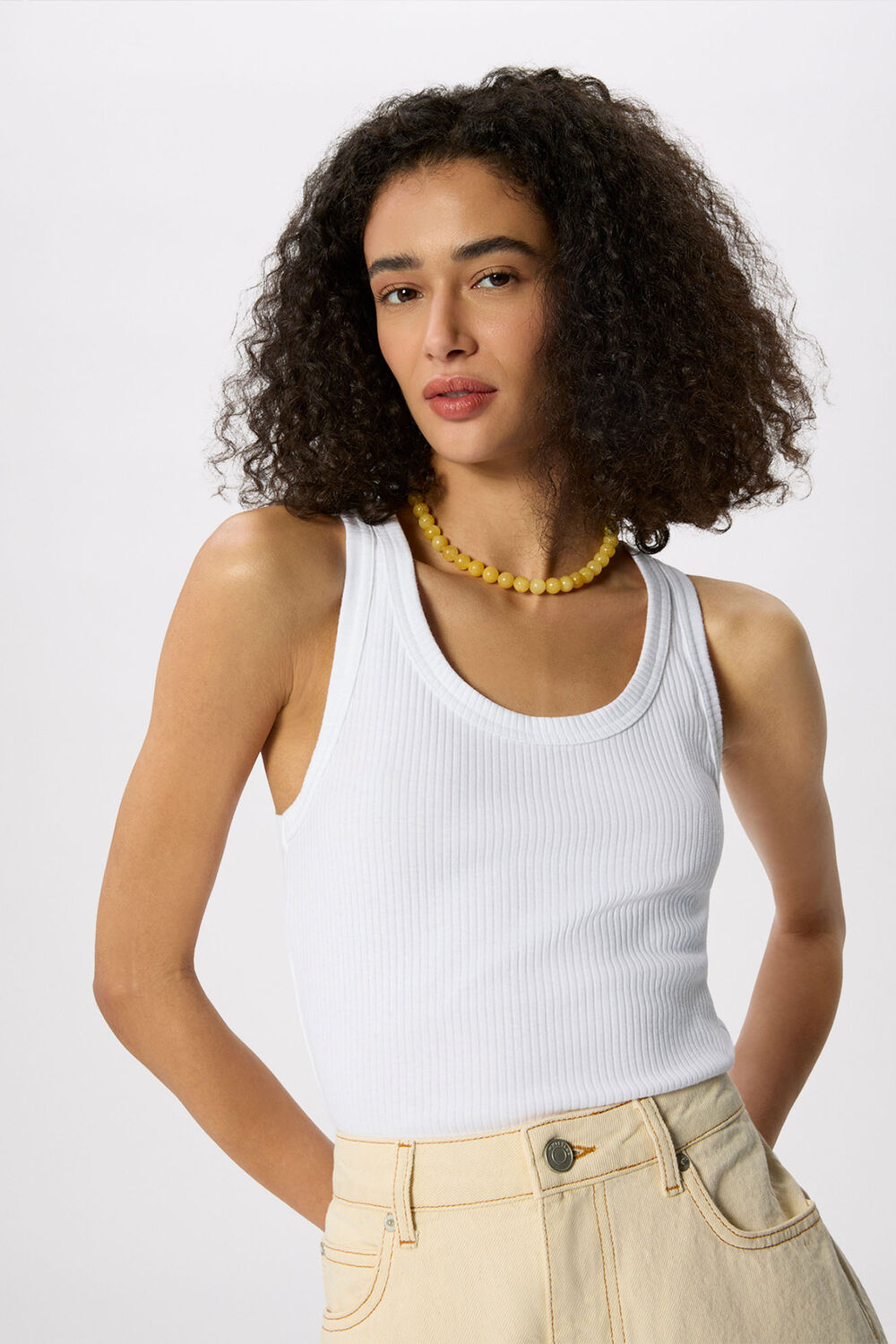 White Ultimate Ribbed Scoop Vest