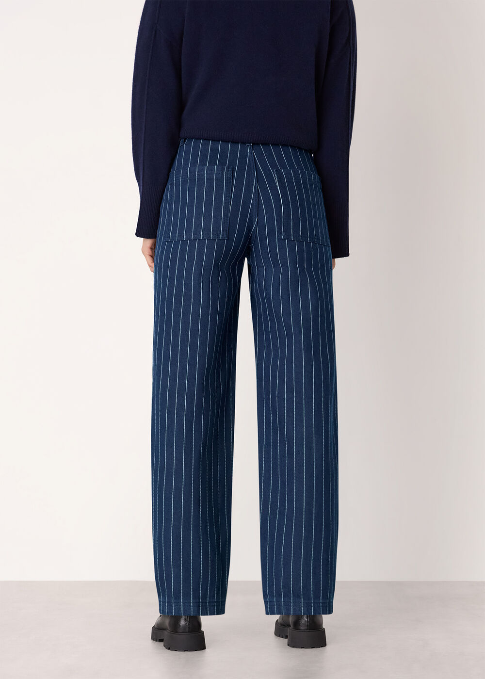 Pinstripe Barrel Leg Jean