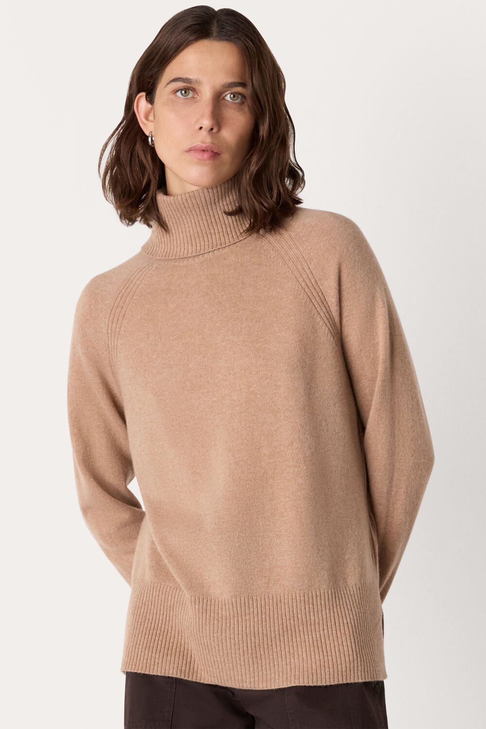 Camel Cashmere Turtleneck Sweater