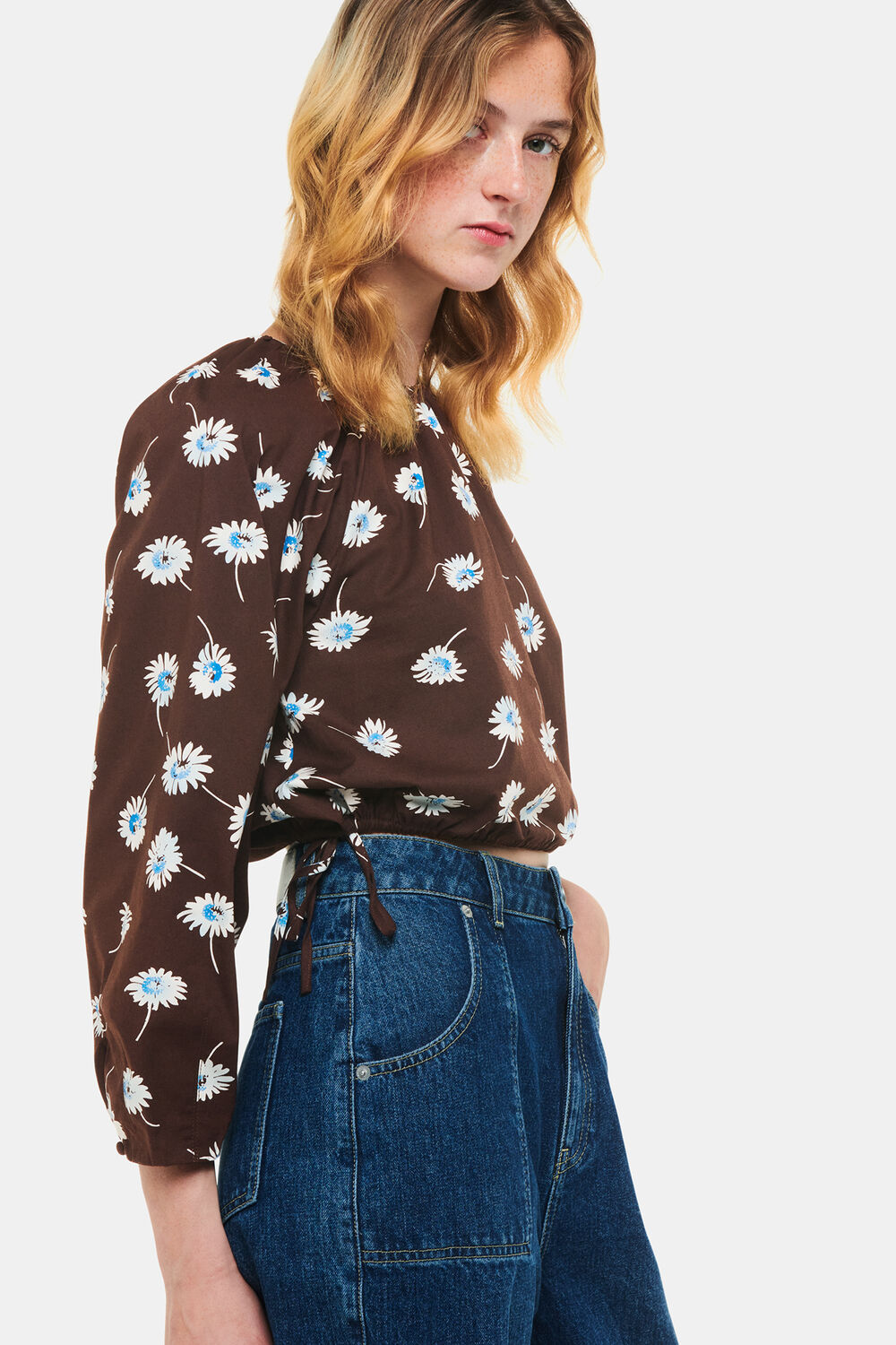 Watercolour Daisy Poplin Top