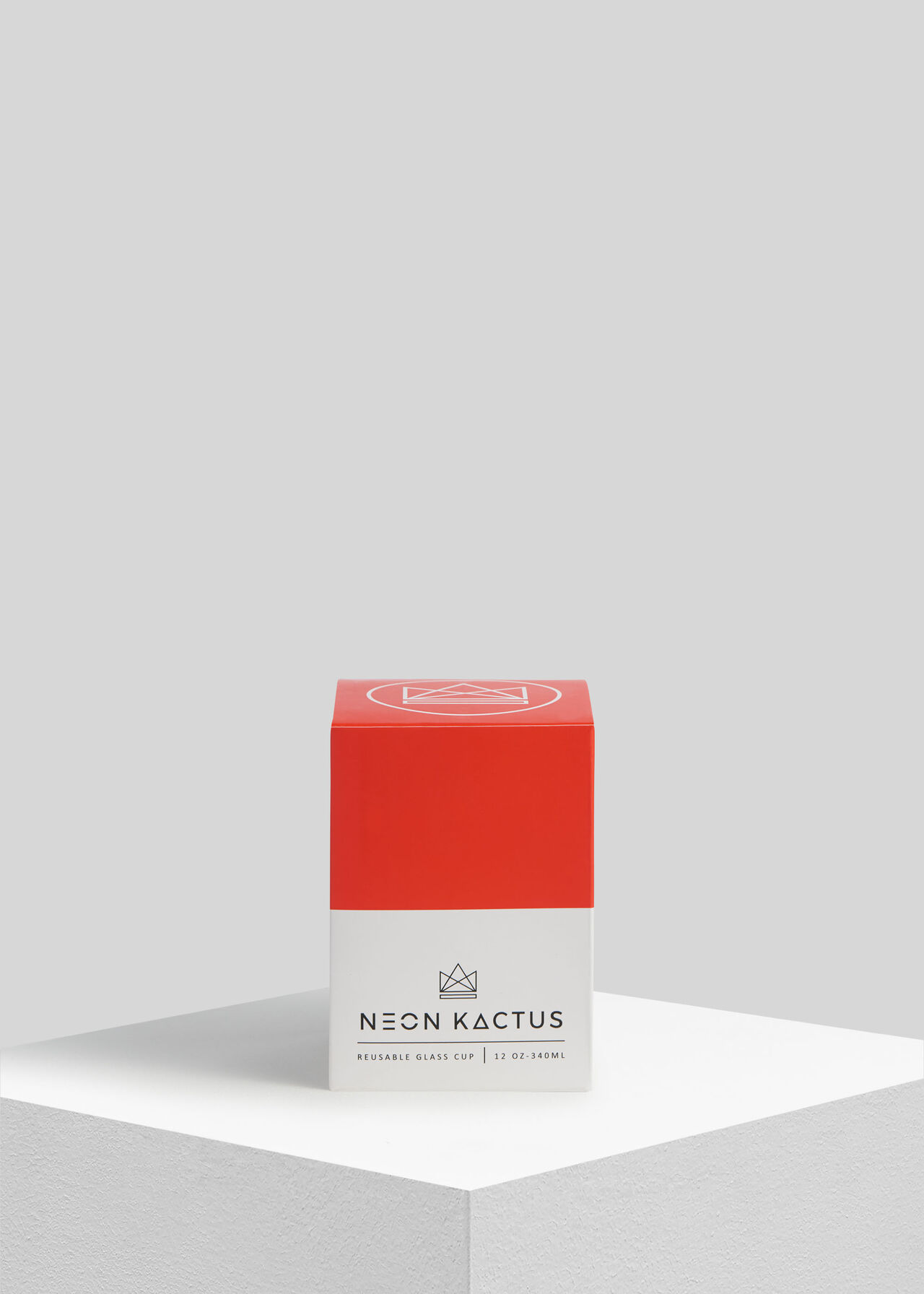 Neon Kactus Reusable Glass Cup Coral/Multi