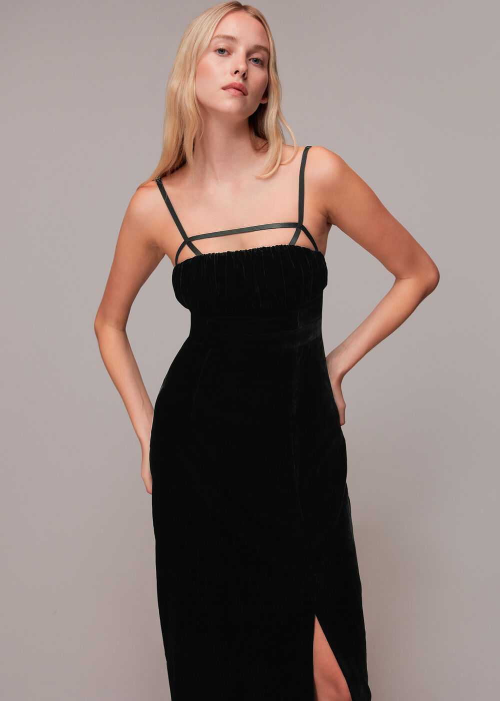 Cut Out Velvet Slip Dress