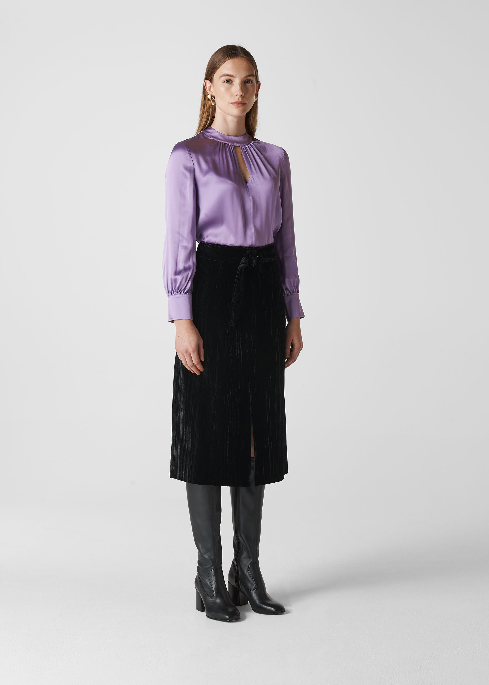 Lilac satin blouse Clearance