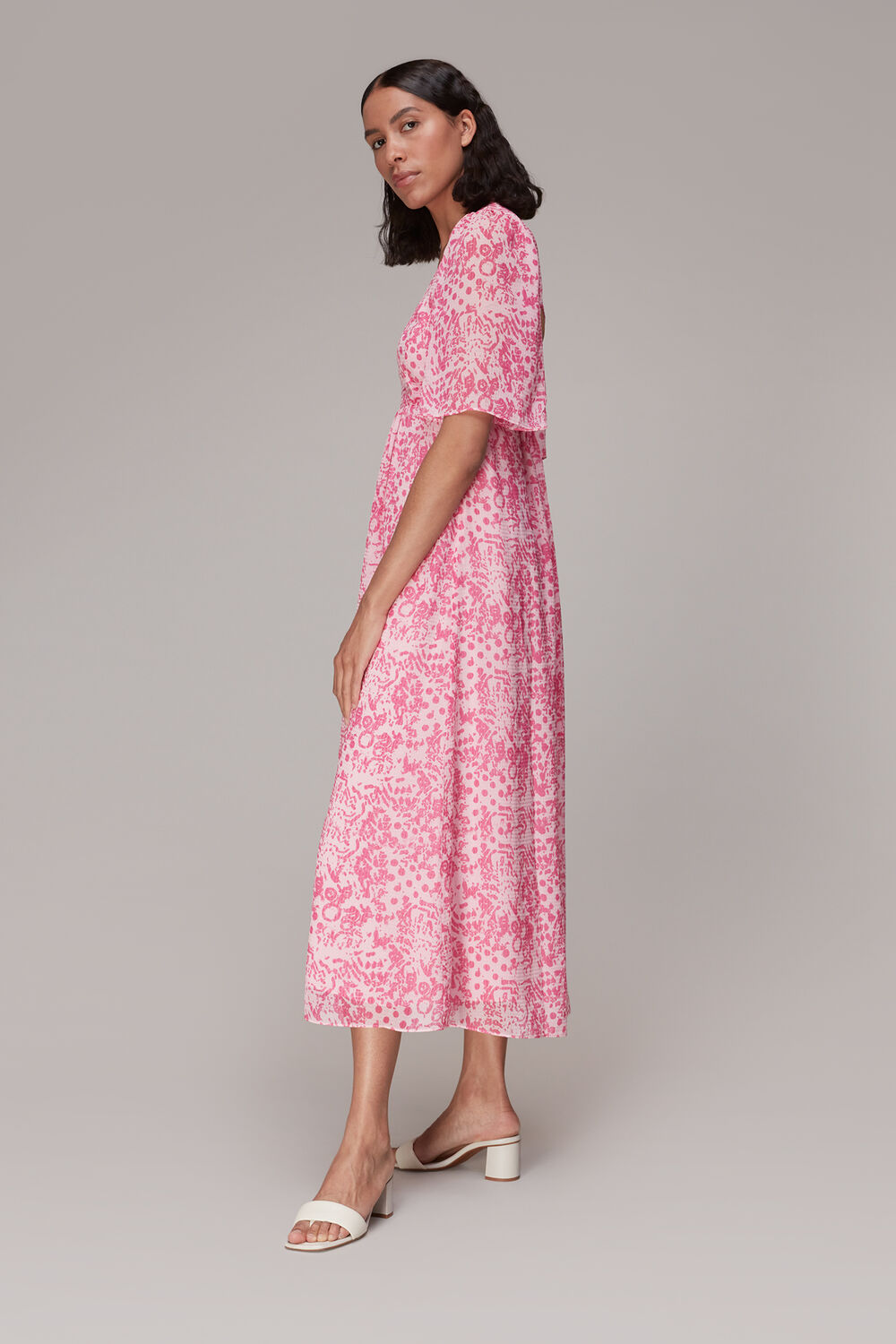 Pink Abstract Batik Midi Dress