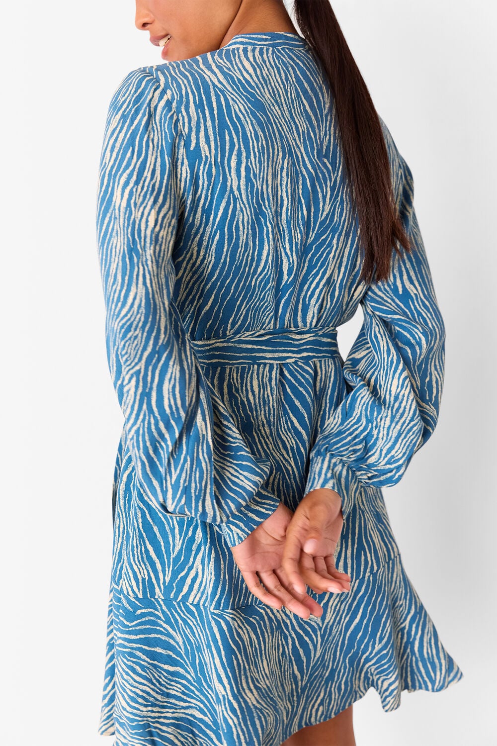 Blue Petite Zebra Flippy Mini Dress