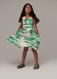 Waving Palms Poppy Linen Dress