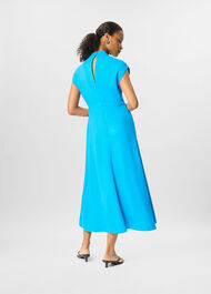 Twist Neck Crepe Midi Dress