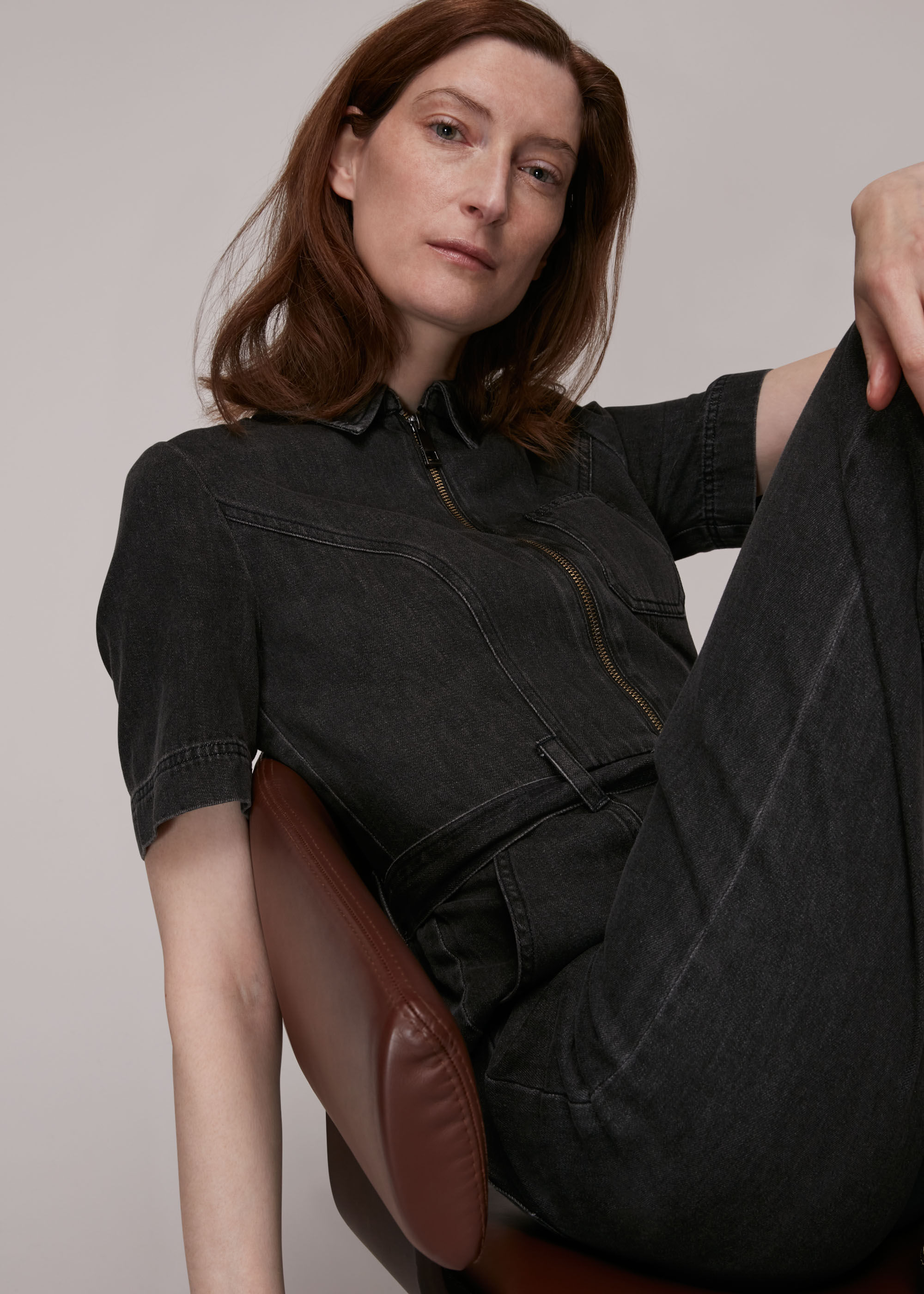 Tie waist denim jumpsuit new arrivals