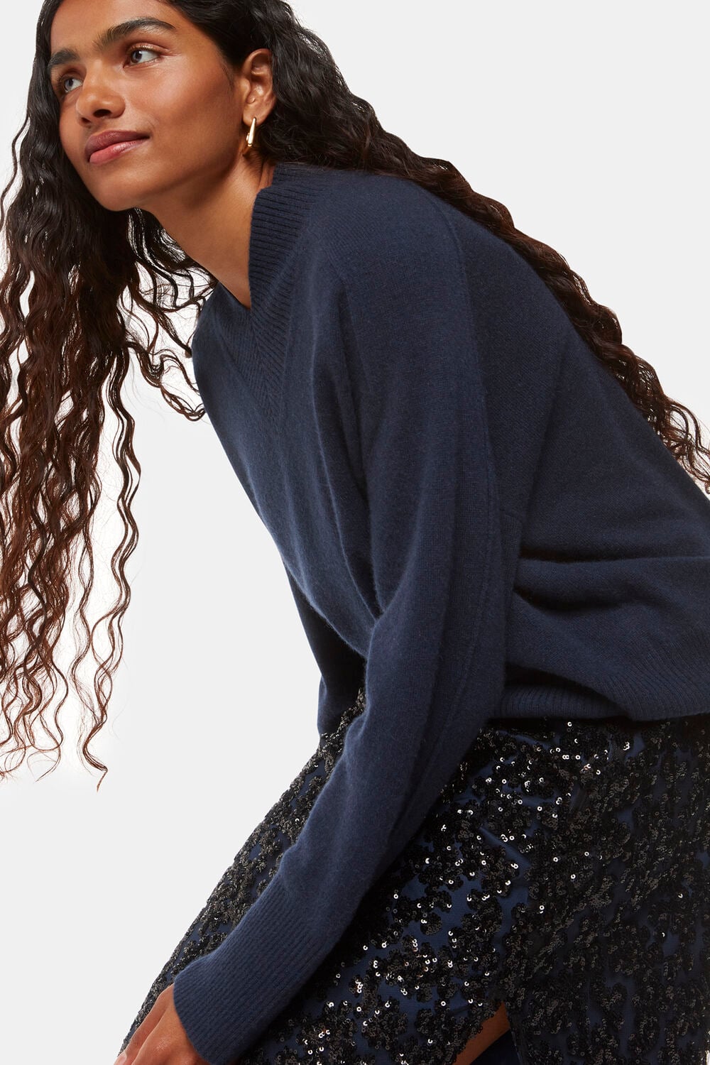 Petite Floral Sequin Midi Skirt