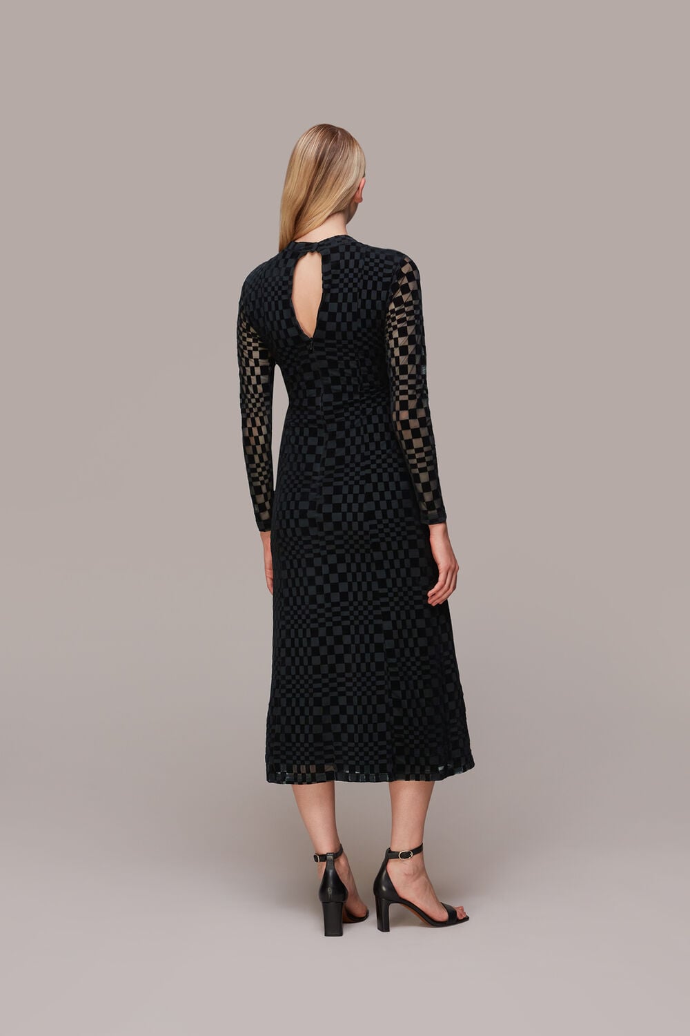 Black Illusion Checked Mesh Dress