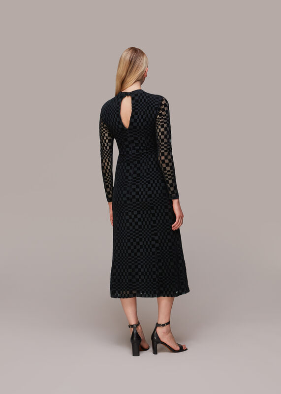Black Illusion Checked Mesh Dress