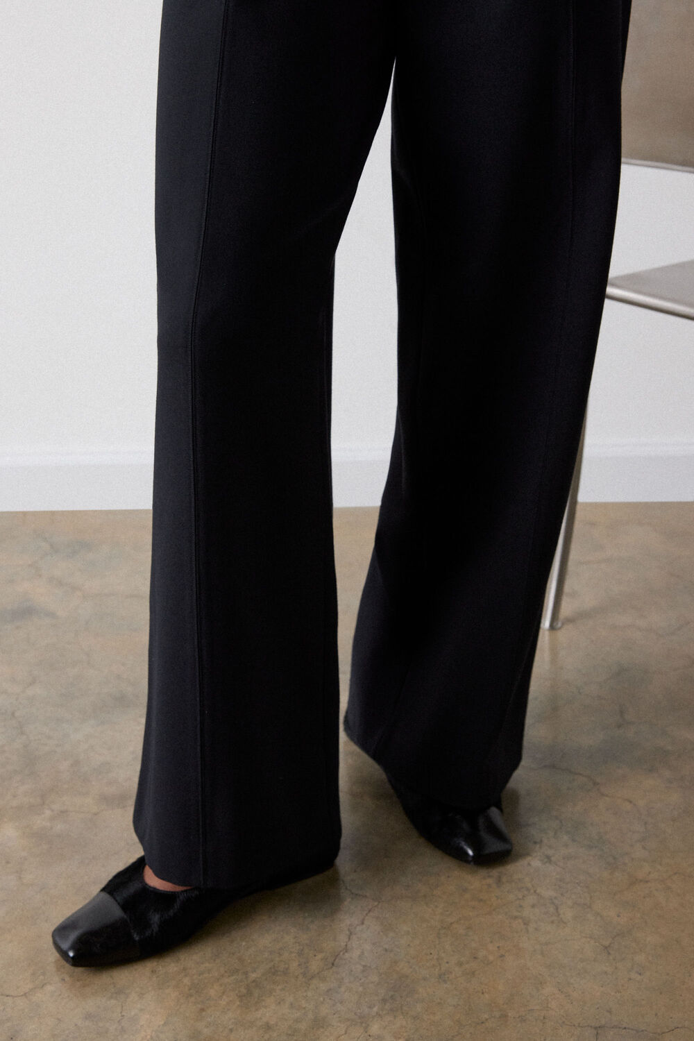 Black Ponte Wide Leg Trouser
