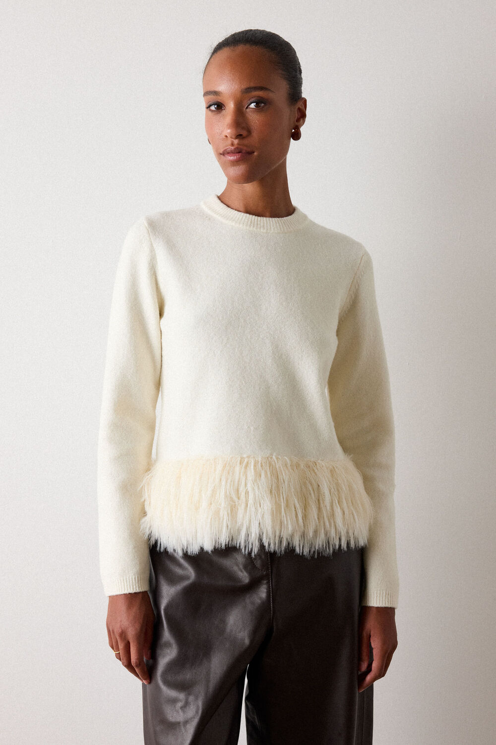 Fluffy Hem Detail Knit