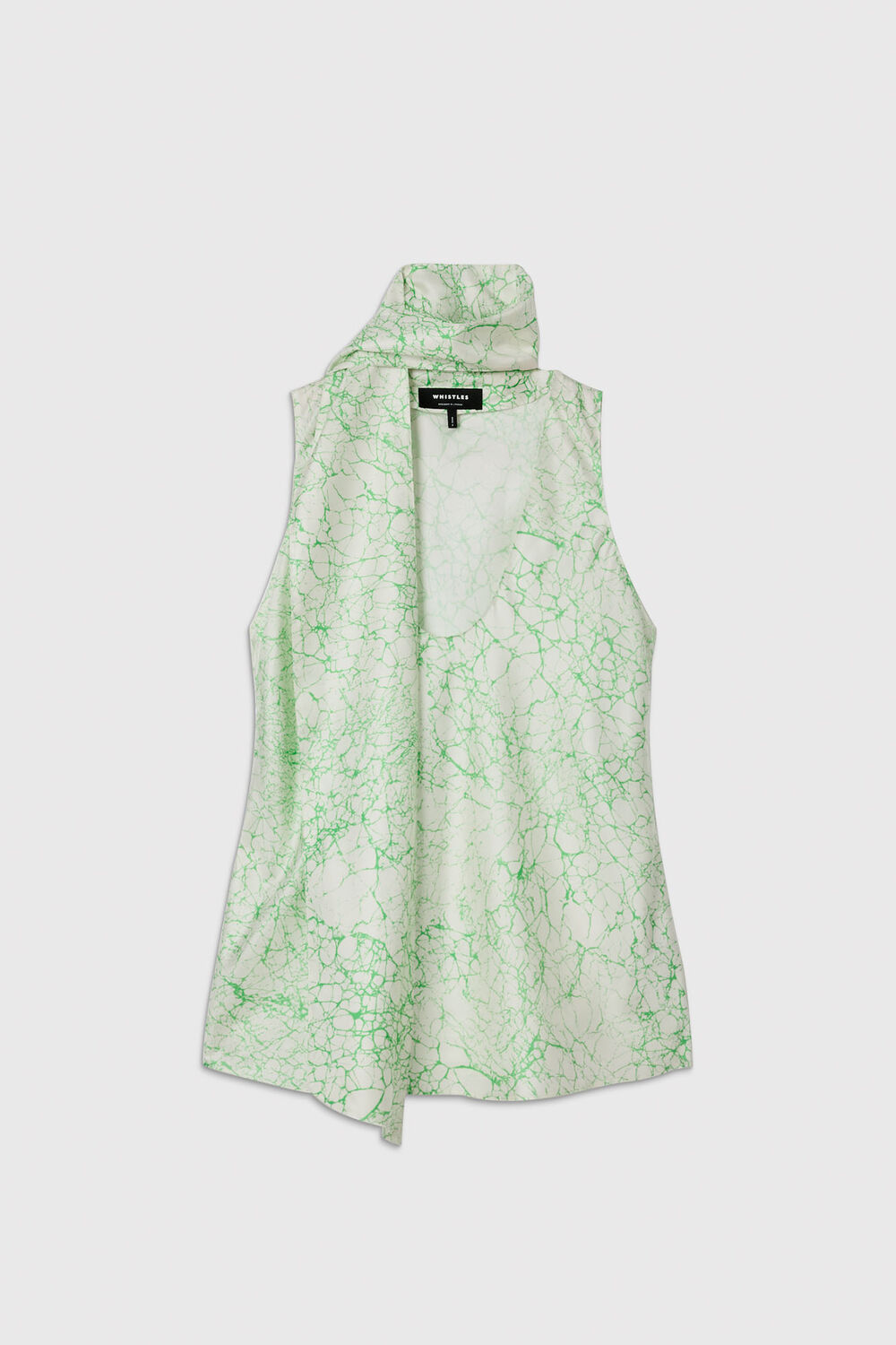 Green Printed Silk Scarf Vest Top