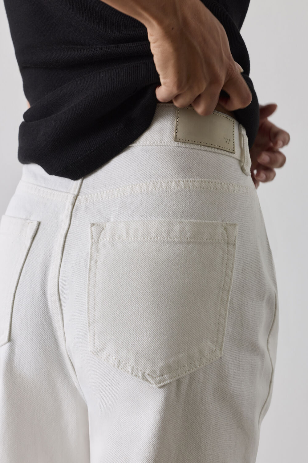 White Petite Authentic Barrel Leg Jean