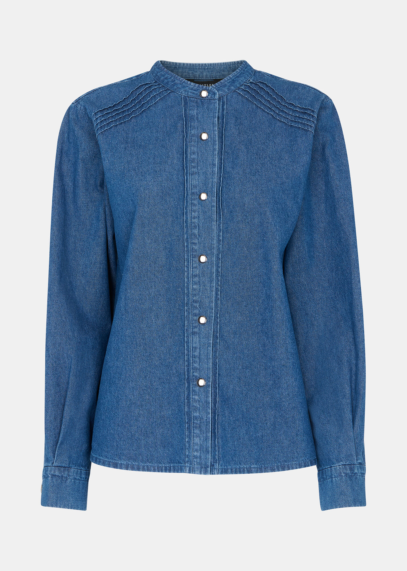 Denim Pintuck Detail Denim Shirt | WHISTLES | Whistles US |