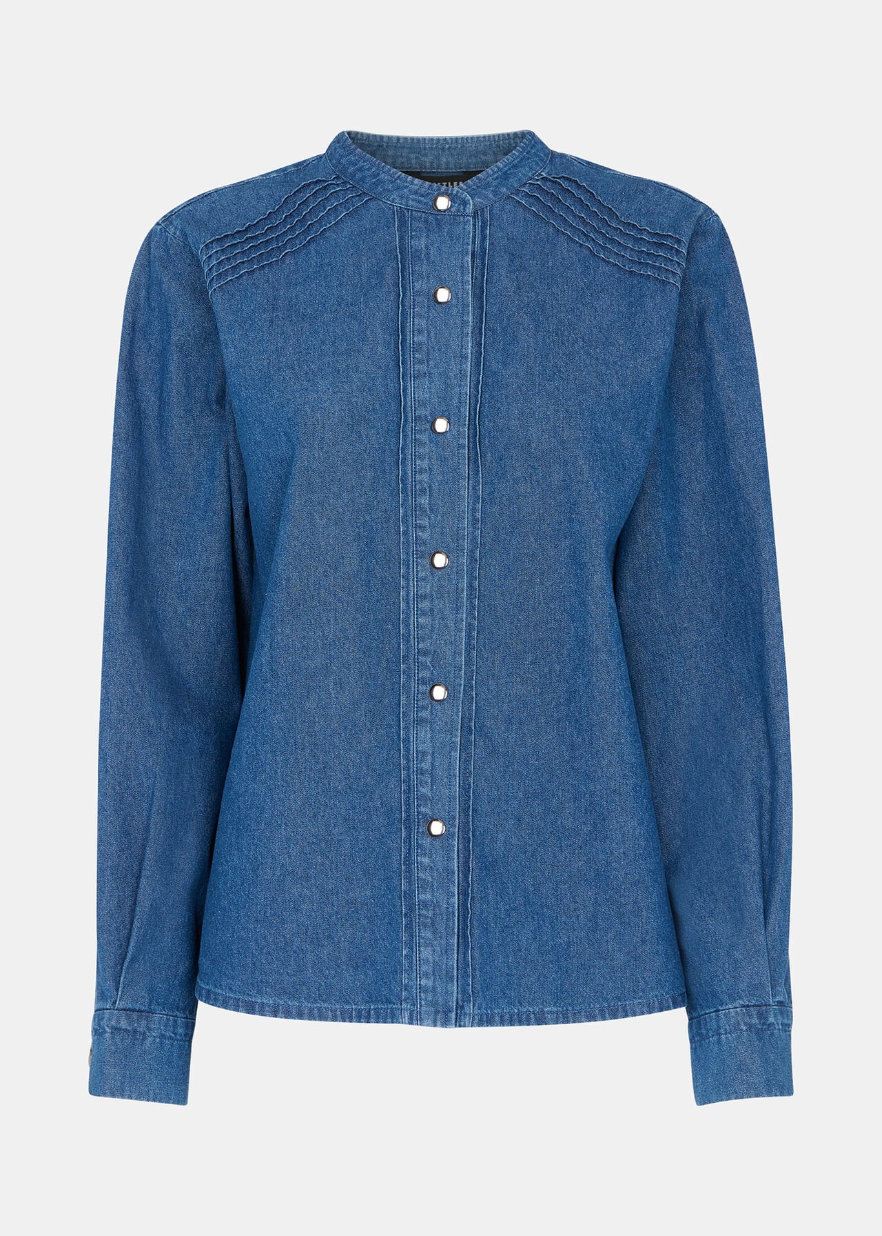 Pintuck Detail Denim Shirt