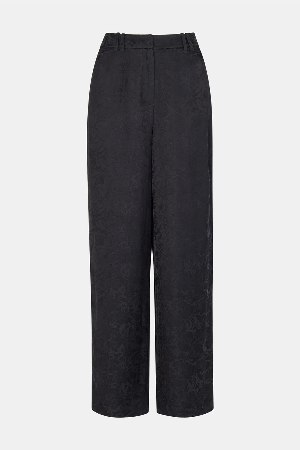 Black Jacquard Straight Leg Trouser