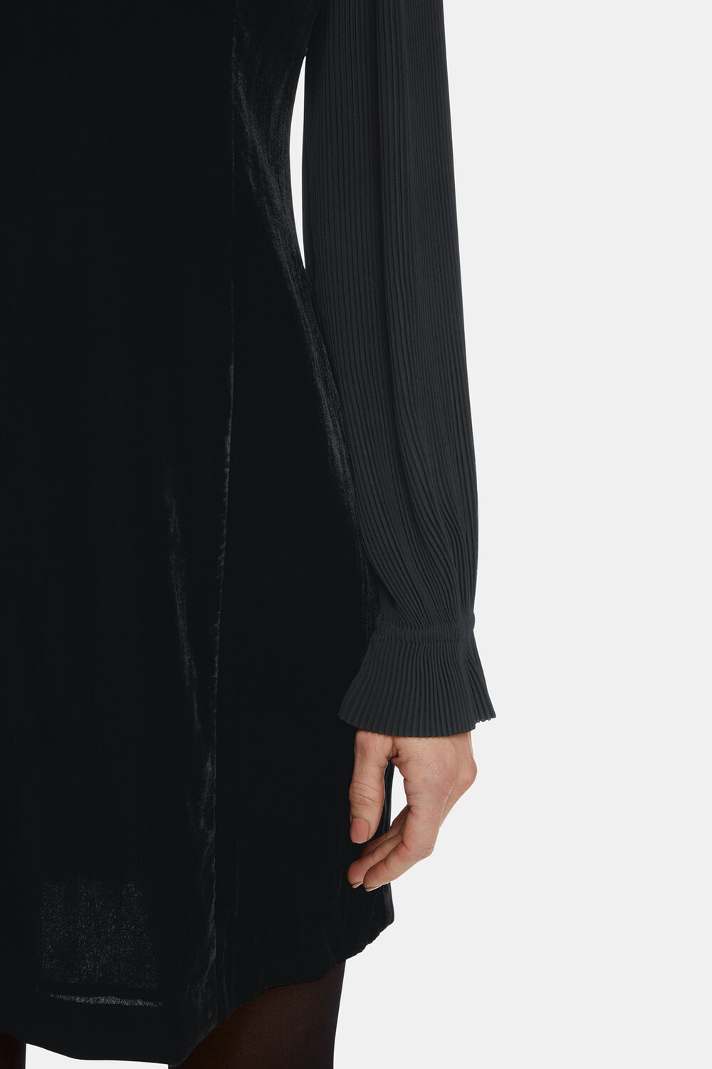 Petite Velvet Pleat Sleeve Mini Dress