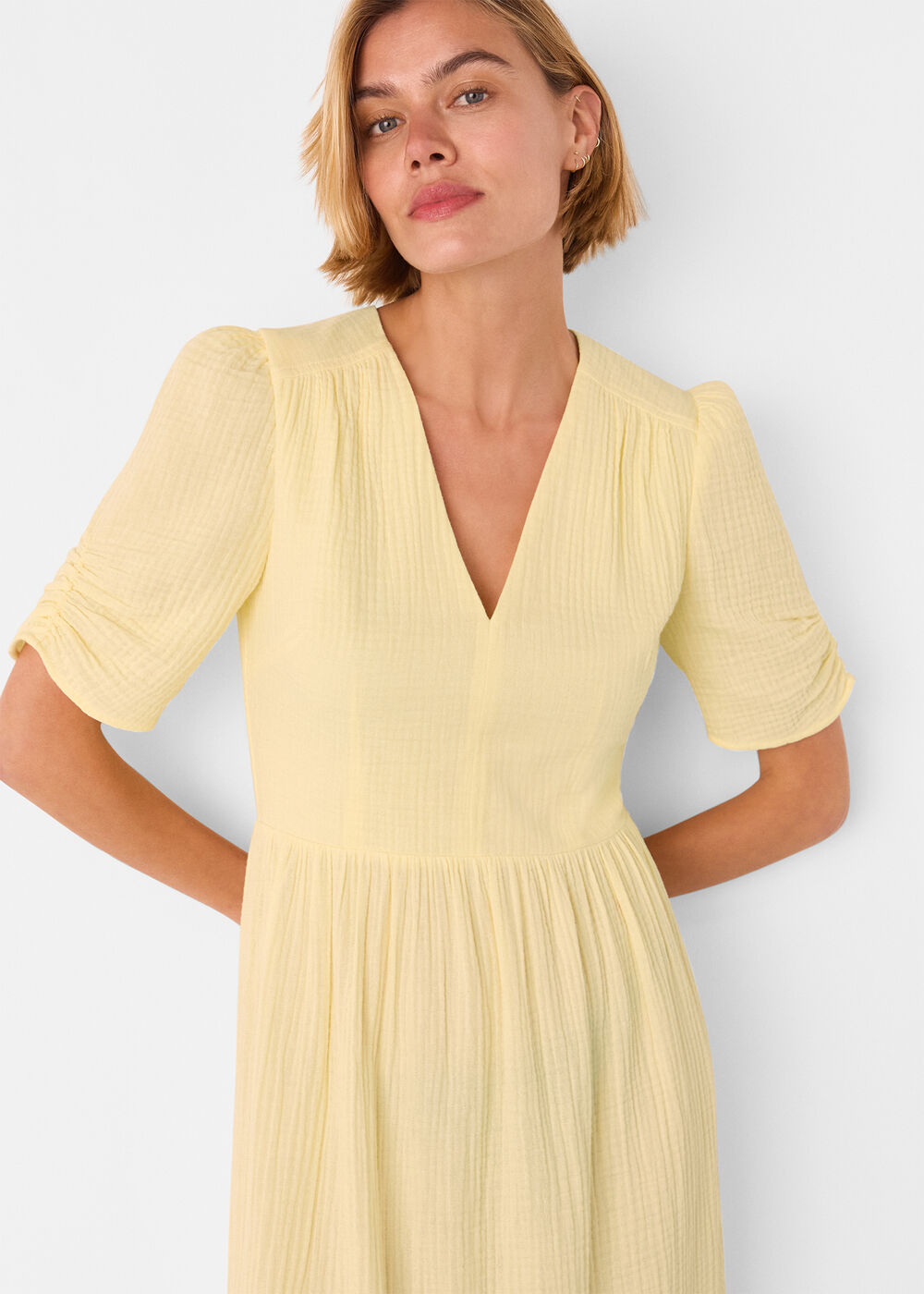 Textured Cotton Midi Dress