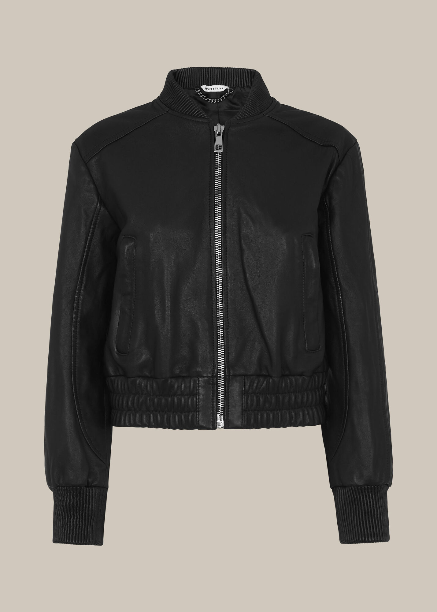 Black Cropped Bomber Jacket WHISTLES