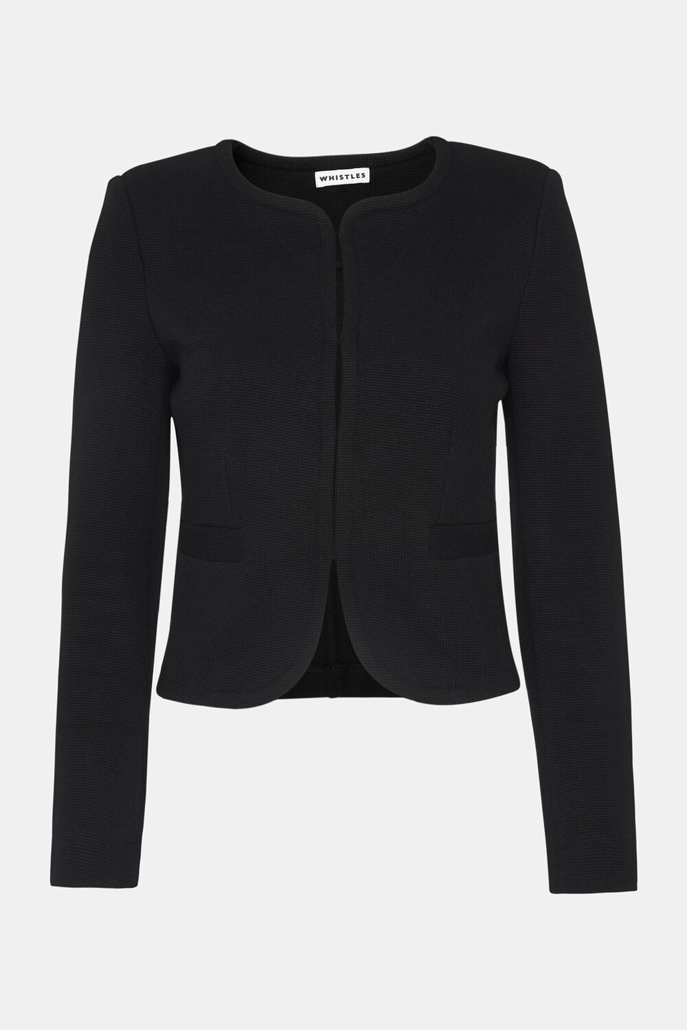 Black Collarless Jersey Jacket