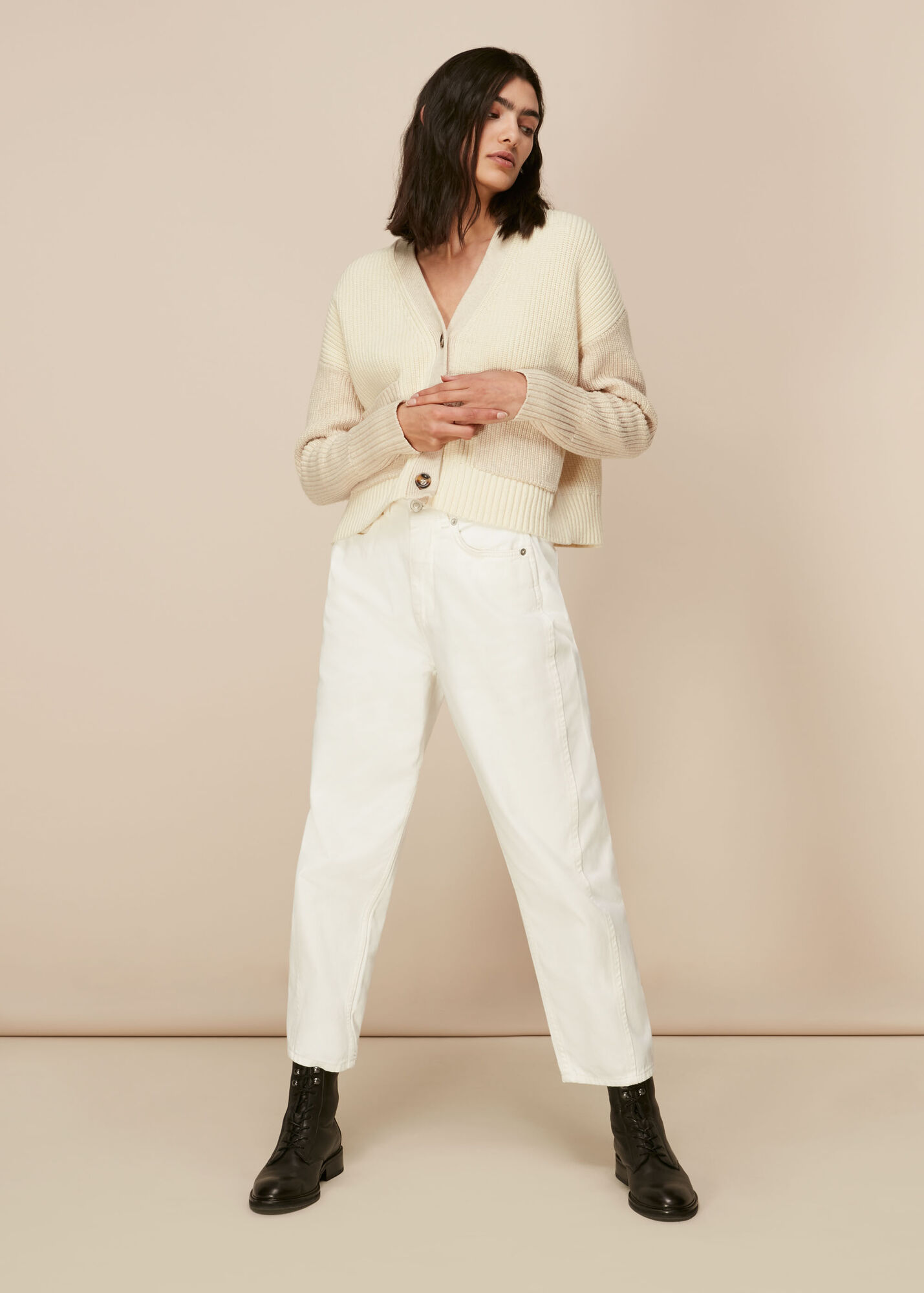 Ivory Colour Block Pocket Cardigan WHISTLES