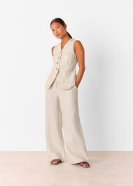 Petite Linen Stripe Trouser
