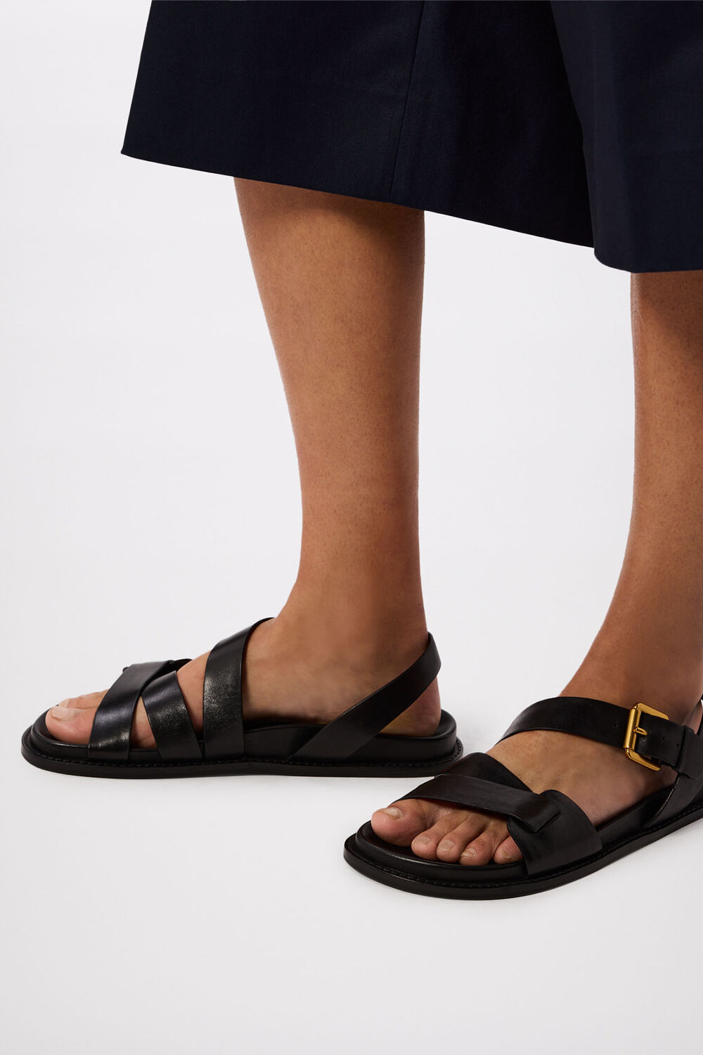 Black Asymmetric Buckle Sandal
