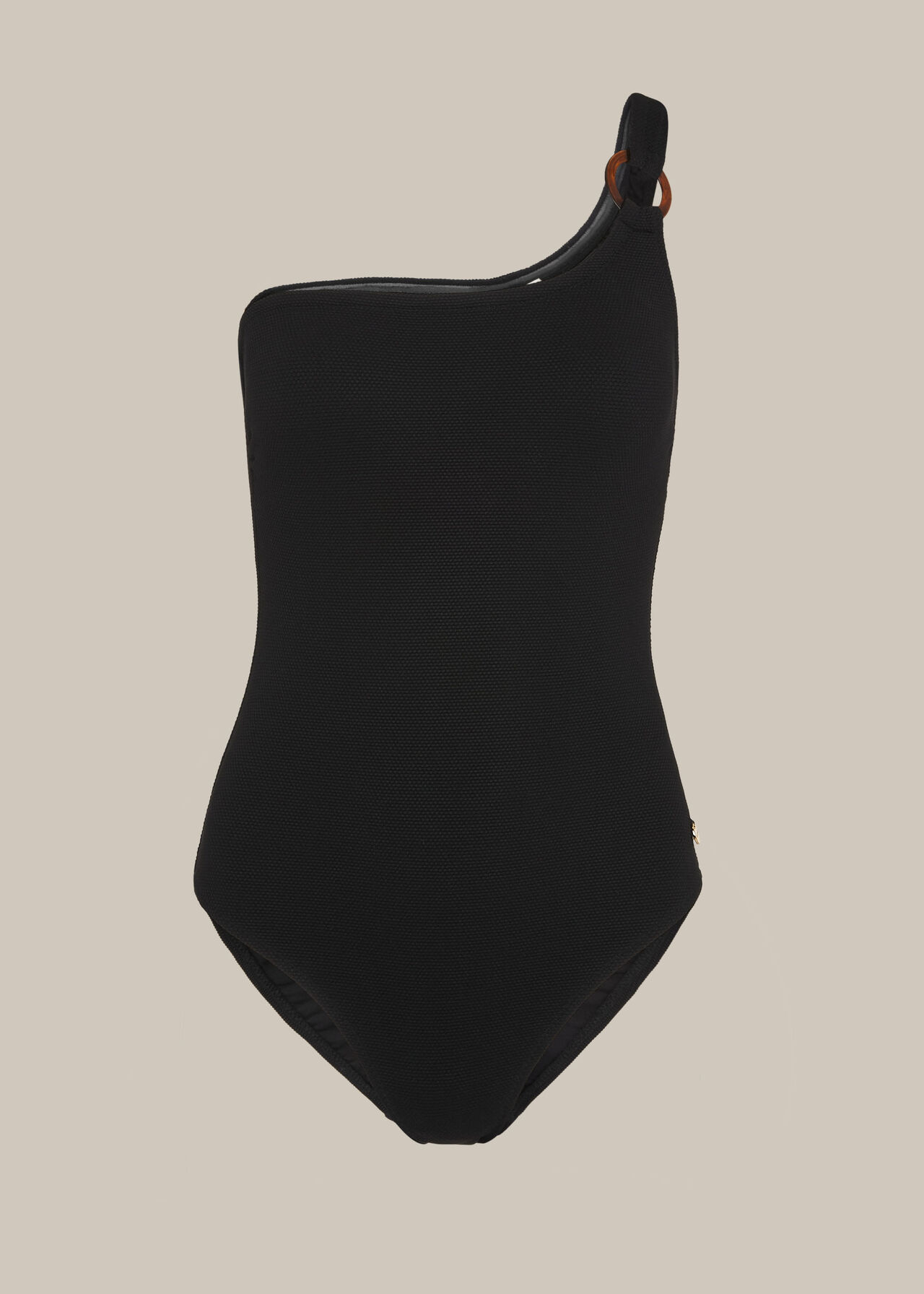 Tort Ring Textured Swimsuit Black
