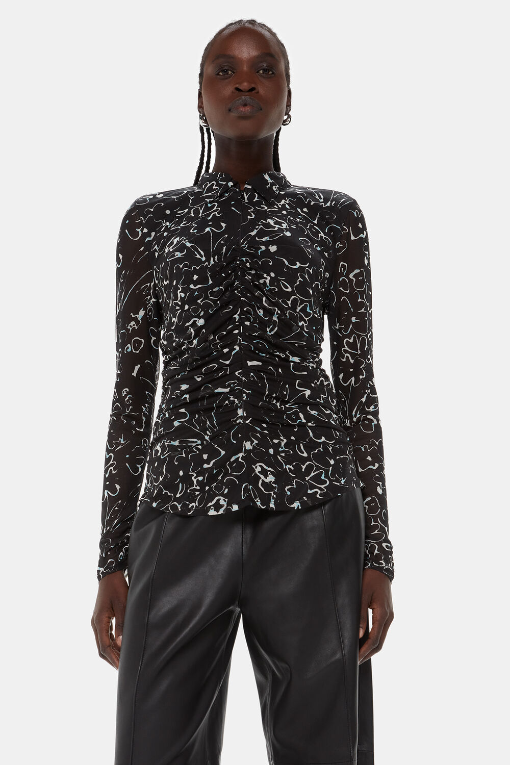 Scribble Bouquet Ruched Top