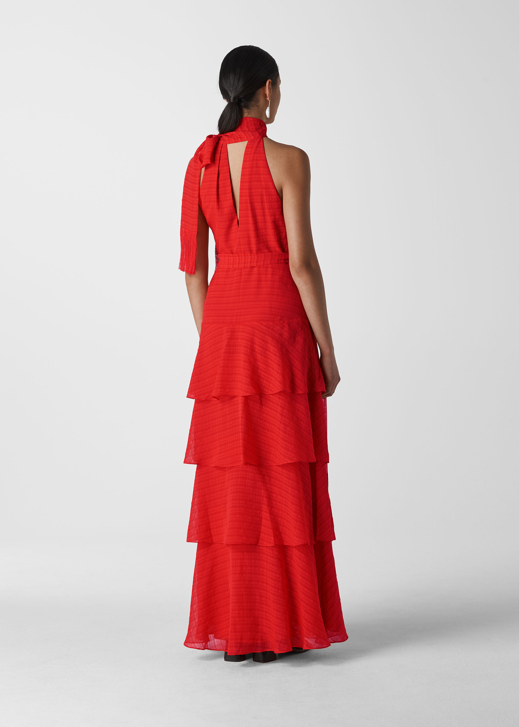 Red tiered maxi dress clearance