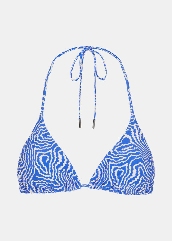 Blue Ripple Wave Bikini Top