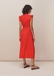 Frill Sleeve Button Dress Red