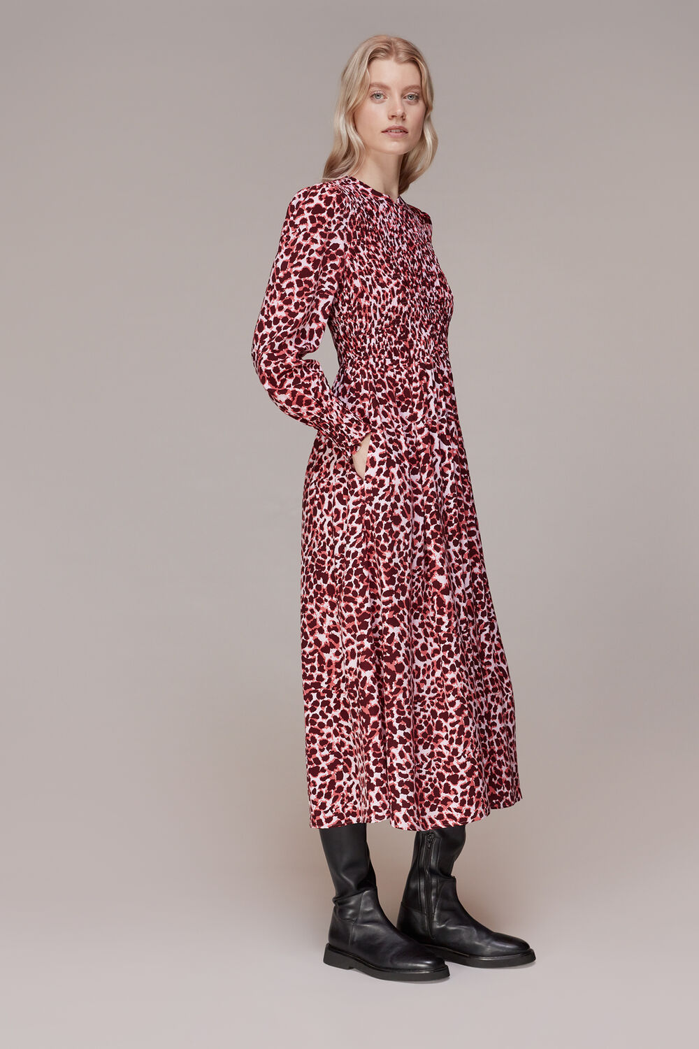 Pink Abstract Cheetah Print Dress