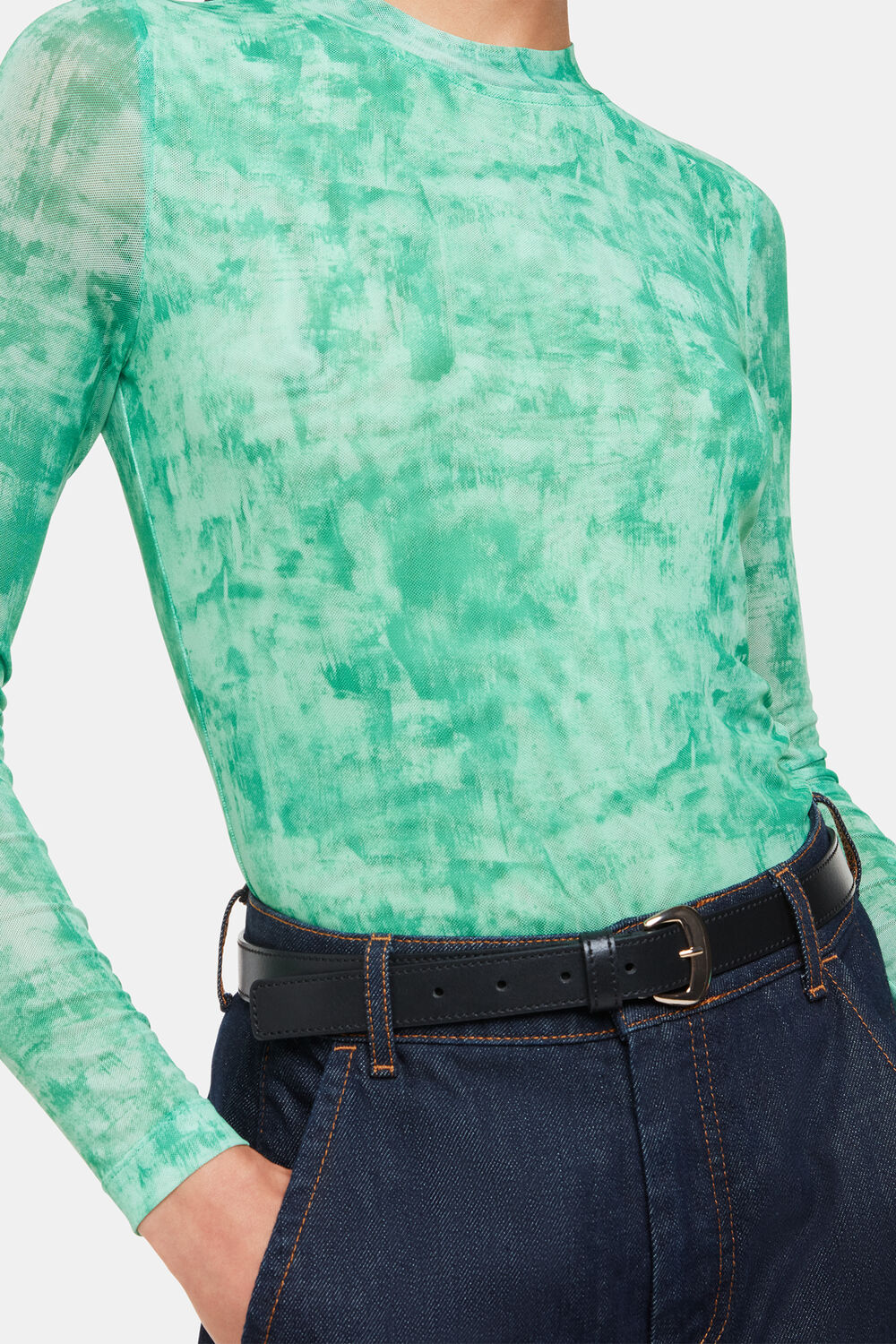 Brushwork Print Mesh Jersey