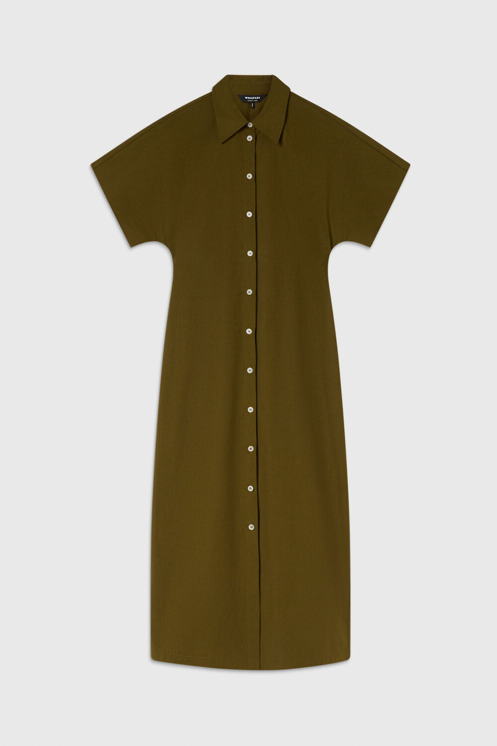 Khaki Cut Out Back Poplin Midi Dress