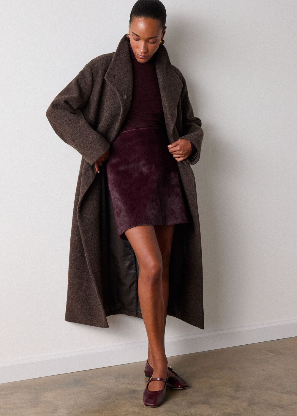 Morgana Wool Funnel Wrap Coat