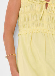 Shirred Bodice V Neck Dress