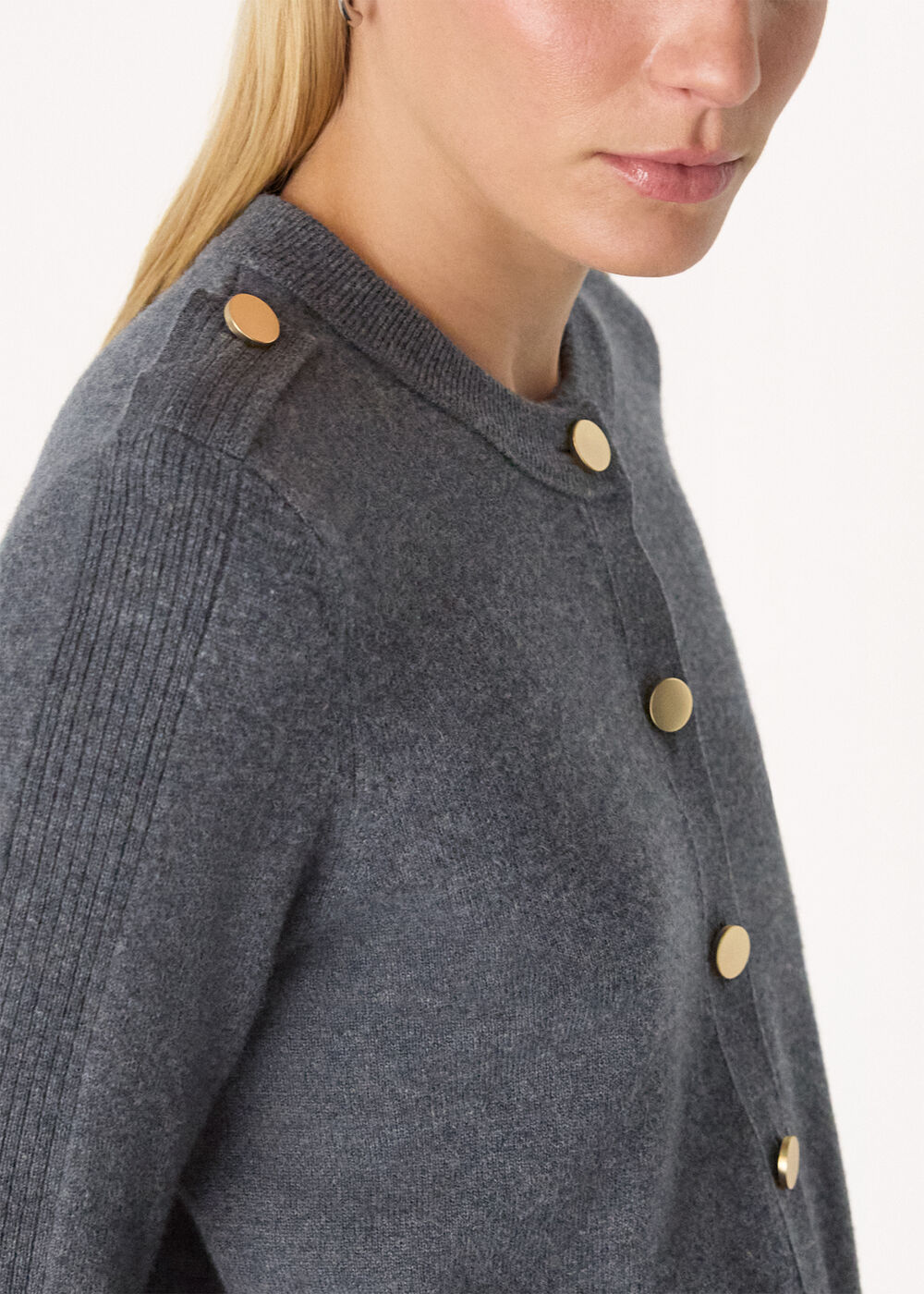 Military Crew Neck Cardigan