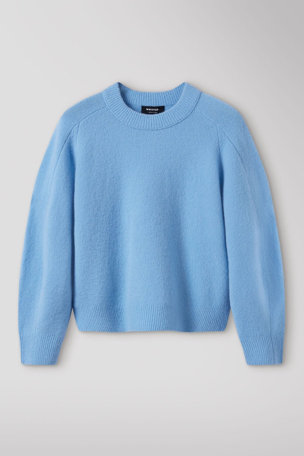 Pale Blue Wool Mix Curved Hem Knit