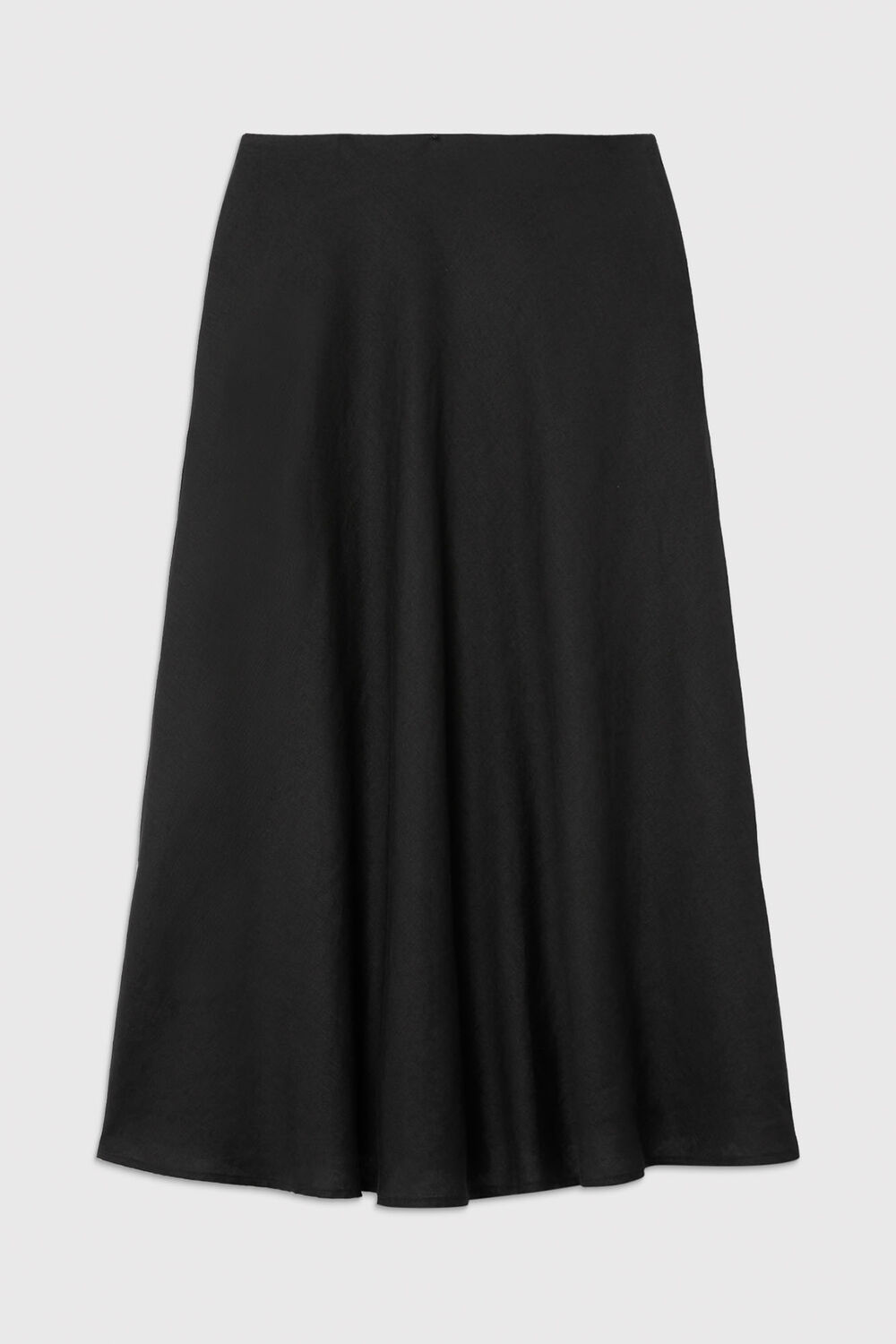 Black Linen Midi Skirt