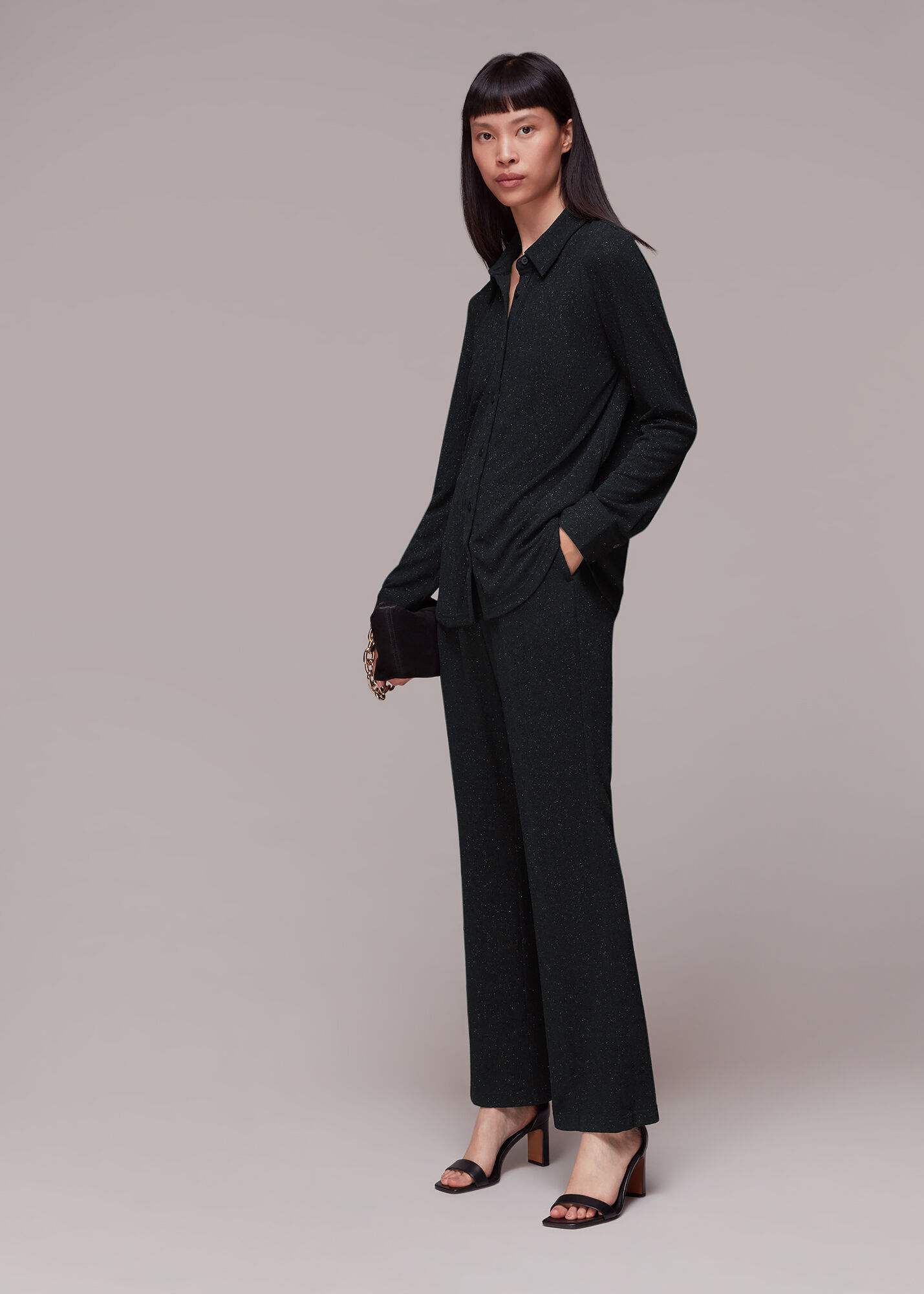 Black Gillian Sparkle Trouser | WHISTLES
