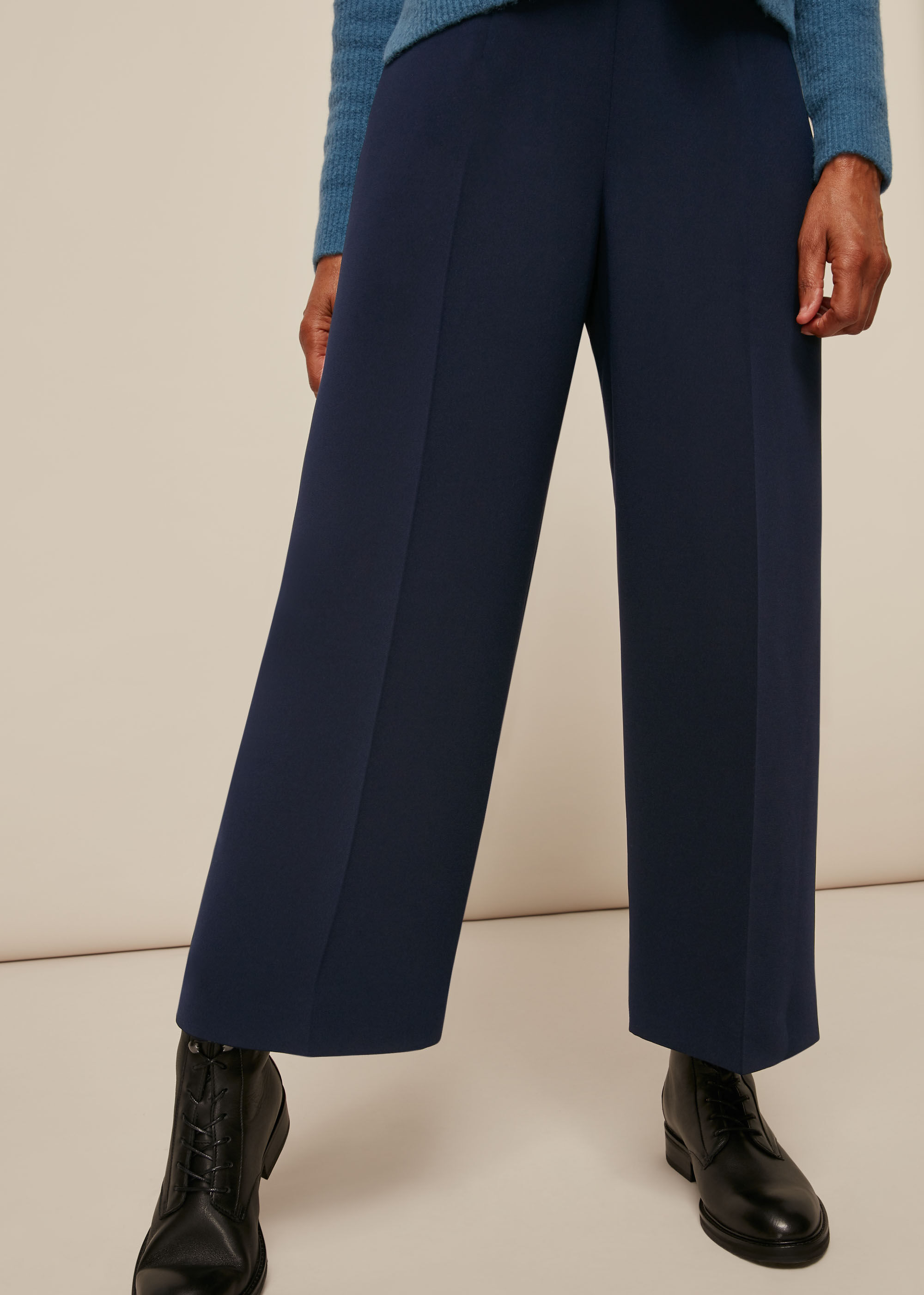 Buy Navy Blue Linen WideLeg Formal Trousers Online  FableStreet