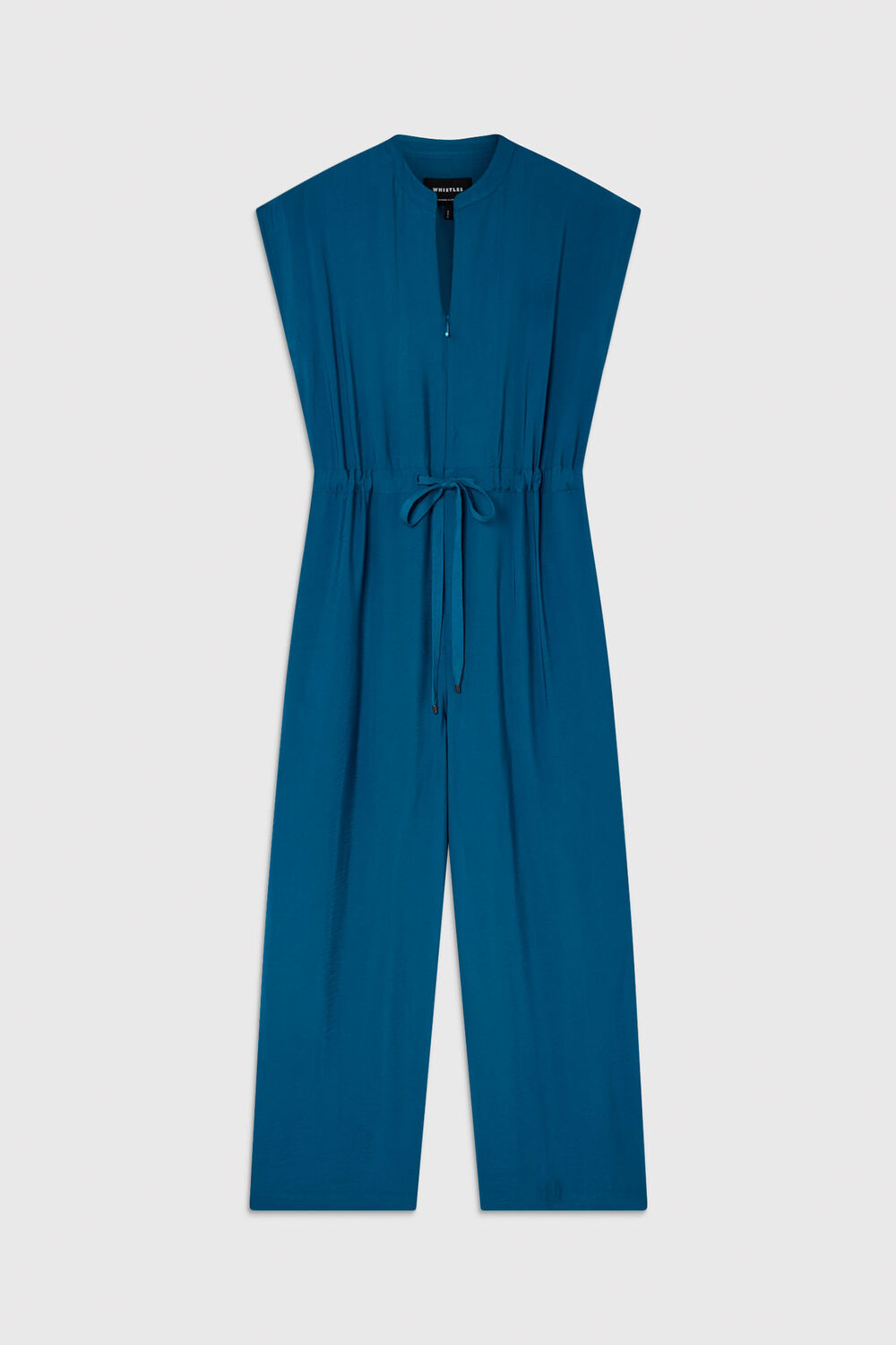 Teal Sleeveless Drawstring Jumpsuit