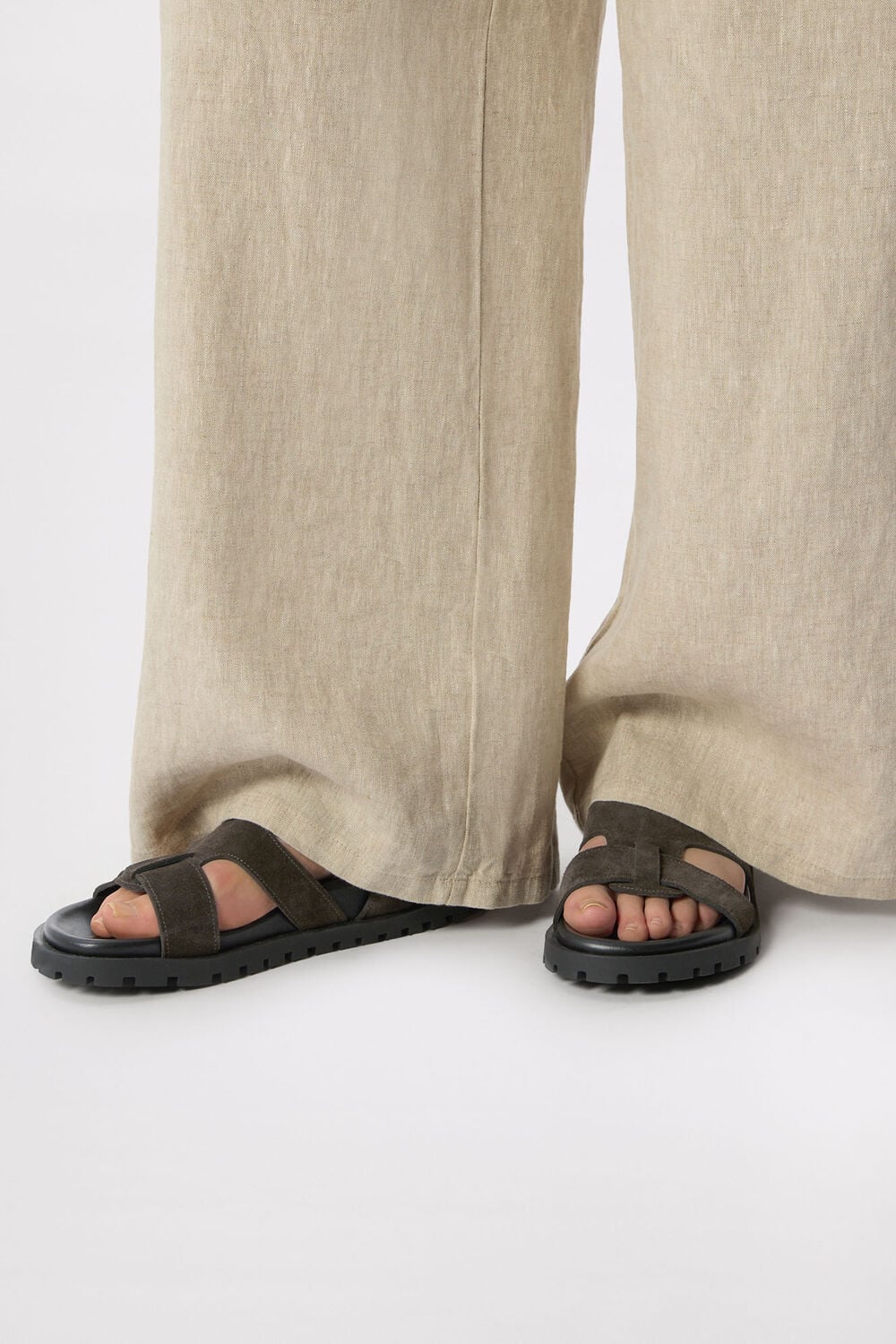 Grey Freya Fisherman Suede Sandal