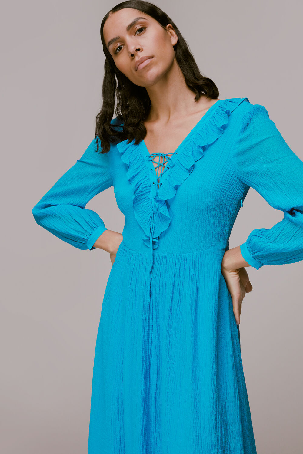 Ruffle Detail Midi Dress